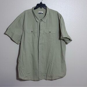 Magellan Men Button Down Summerville Beige/Green Shirt Classic Fit size‎ 3X.